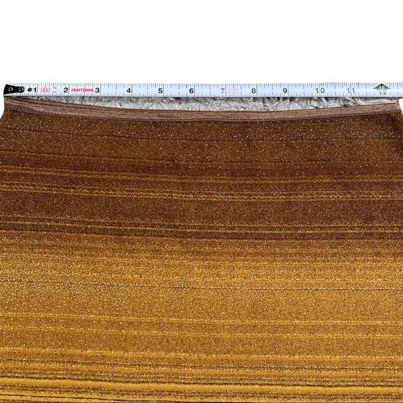 Agaci too size small vintage gold brown stretchy stripe sparkly skirt side slits - Picture 6 of 8